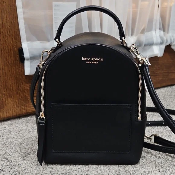NWT Kate Spade Mini Convertible Black Backpack
